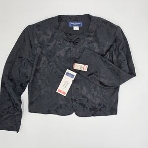 Norton McNaughton Petites Black Brocade Asian Style Jacket Size 8 Vintage 90s